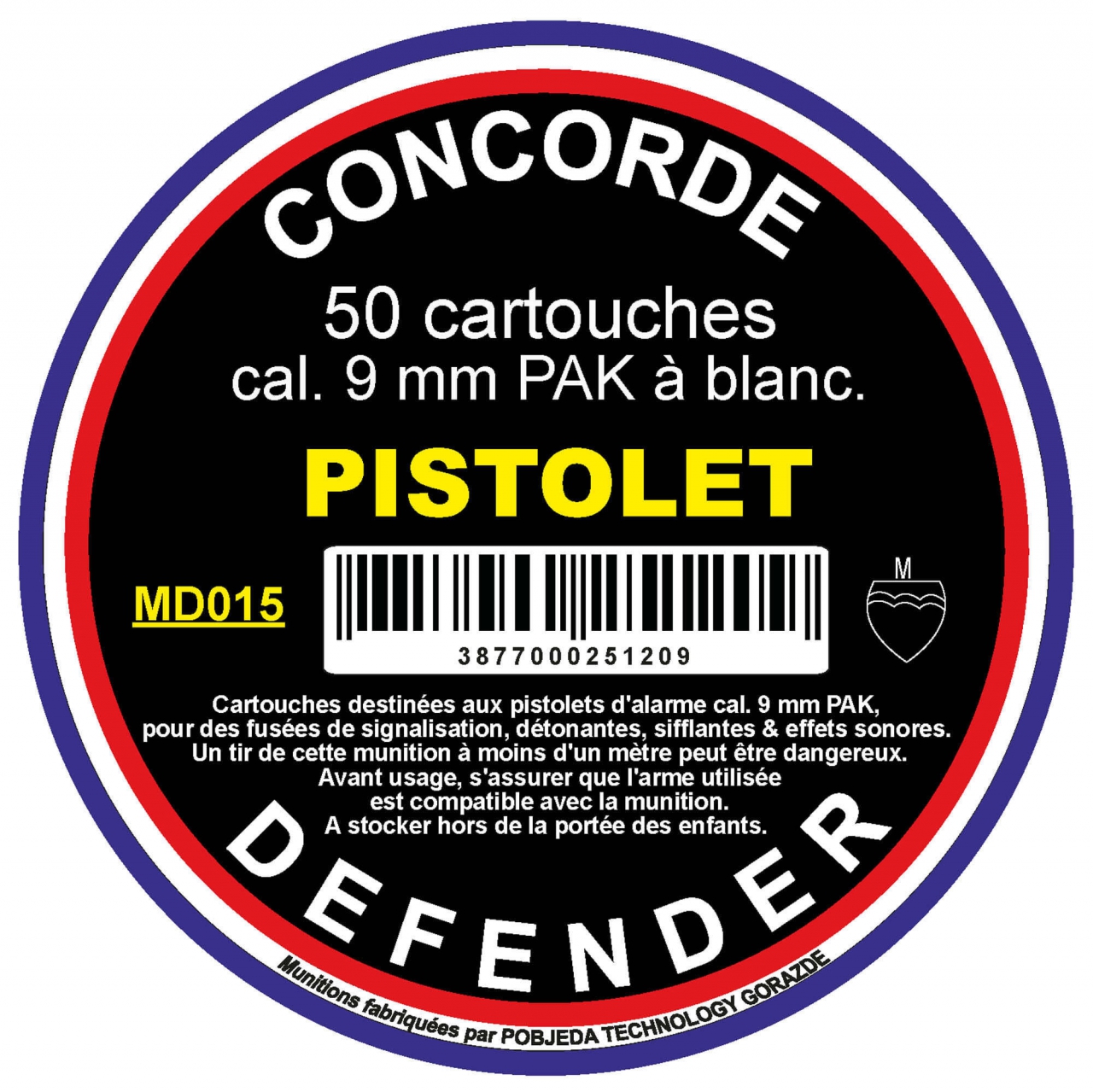 CONCORDE DEFENDER 9MM A BLANC