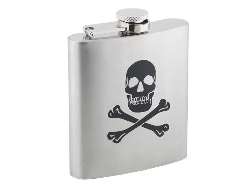 FLASQUE INOX TETE DE MORT