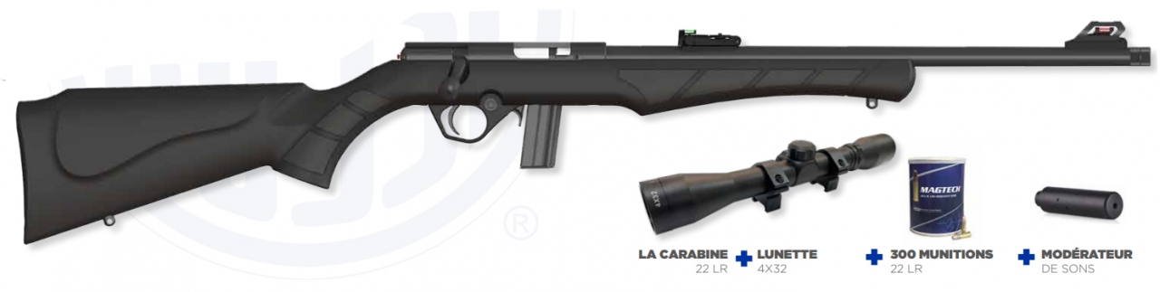 Carabine Rossi 8122 22LR noire + Lunette de tir 3-9x40 - Carabine 22lr - Tir  de loisir